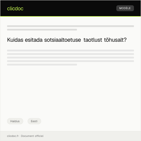 Document preview: Sociaaltoetuse taotluse esitamist — Haldus, Eesti