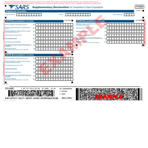 Document preview: IT14SD – Example of Supplementary Declaration for Company or CC – External Form — PDF Forms, South Africa (CERFA n°IT14SD)