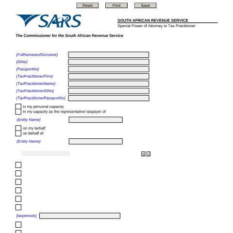 Document preview: TPPOA – Special Power of Attorney to Tax Practitioner – External Form — PDF Forms, South Africa (CERFA n°TPPOA)