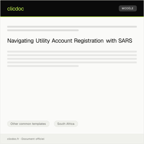 Document preview: Request for South African utility account registration — Other common templates, South Africa
