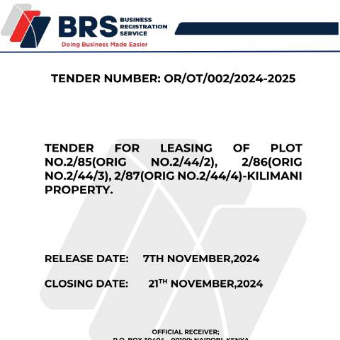 Document preview: TENDER_DOCUMENT-SPACE LEASING — Document, Kenya (CERFA n°TENDER_DOCUMENT-SPACE-LEASING)