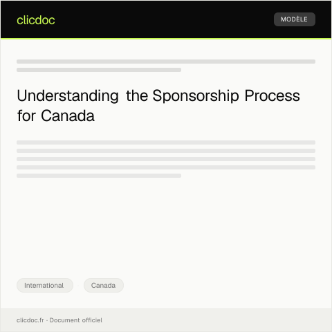 Document preview: Application to Sponsor, Sponsorship Agreement and Undertaking — International, Canada