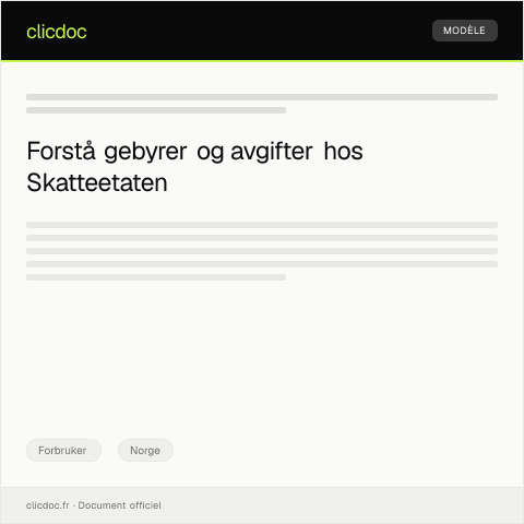 Document preview: Spørsmål om gebyrer og avgifter — Forbruker, Norge