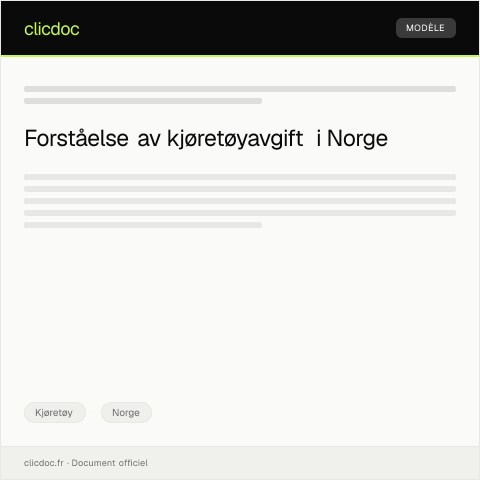 Document preview: Spørsmål om kjøretøyavgift — Kjøretøy, Norge