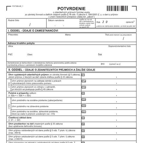 Document preview: POT395v26-e — Iné, Slovensko (CERFA n°POT395v26-e)