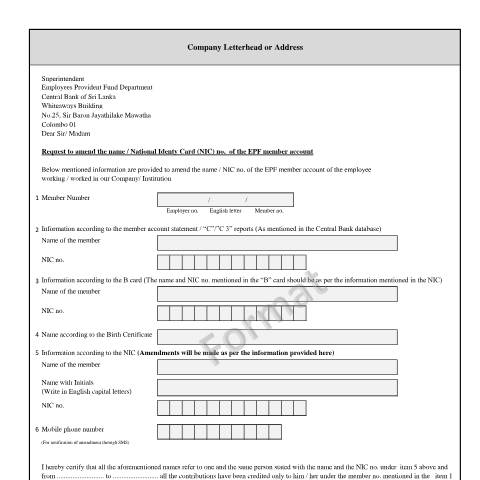 Document preview: Letter of Request — Forms Related to Employers, Sri Lanka