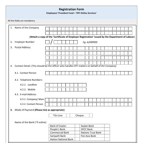 Document preview: Registration Form — Forms Related to Employers, Sri Lanka