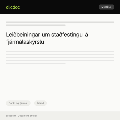 Document preview: Staðfesting á fjármálaskýrslu — Banki og fjármál, Ísland