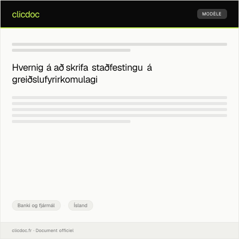 Document preview: Staðfesting á greiðslufyrirkomulagi — Banki og fjármál, Ísland