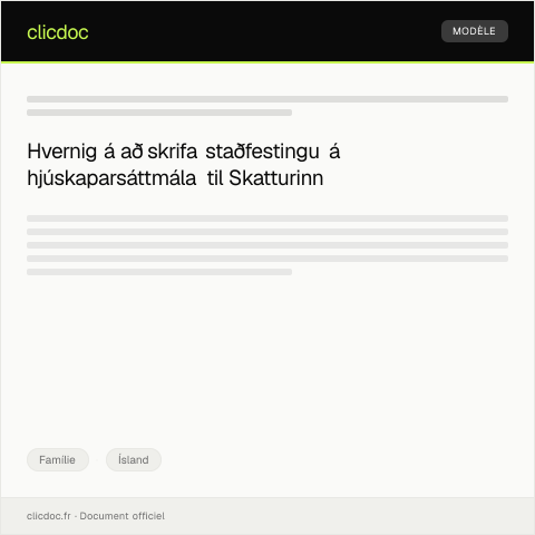Document preview: Staðfesting á hjúskaparsáttmála — Famílie, Ísland