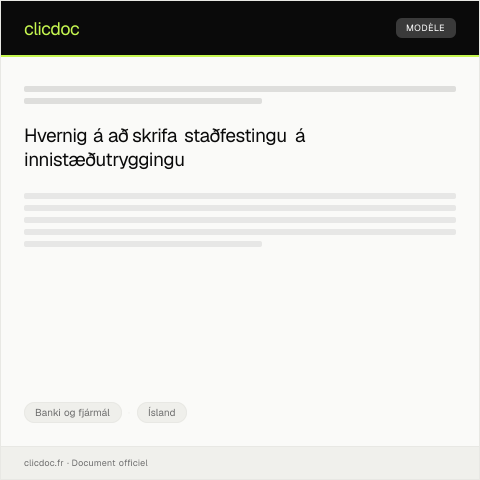 Document preview: Staðfesting á innistæðutryggingu — Banki og fjármál, Ísland