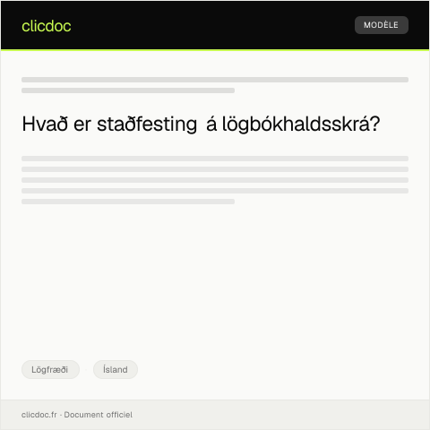 Document preview: Staðfesting á lögbókhaldsskrá — Lögfræði, Ísland