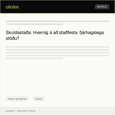 Document preview: Staðfesting á skuldastöðu — Banki og fjármál, Ísland