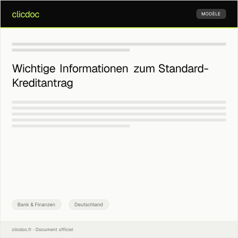 Dokumentvorschau: Informationen zum Standard-Kreditantrag – Bürgerbroschüre — Bank & Finanzen, Deutschland