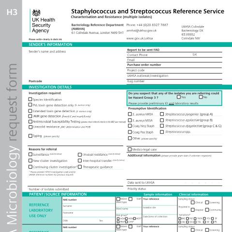 Document preview: Staphylococcus and streptococcus reference service: multiple isolates — UK Health Security Agency, United Kingdom