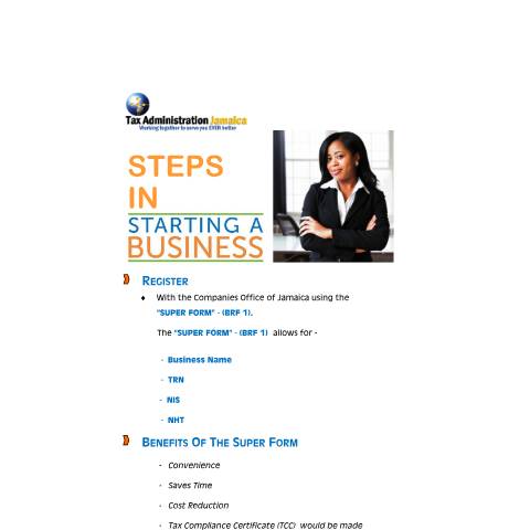 Document preview: Steps in Starting a Business — Document, Jamaica (CERFA n°steps_in_starting_a_new_business)