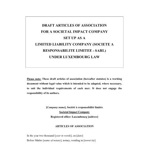 Aperçu du document en Draft articles of association SARL SIS — Rcs, Luxembourg (CERFA n°statuts-types-sarl-sis)