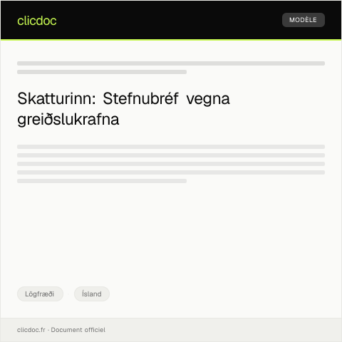 Document preview: Stefnubréf vegna kröfu um greiðslu — Lögfræði, Ísland