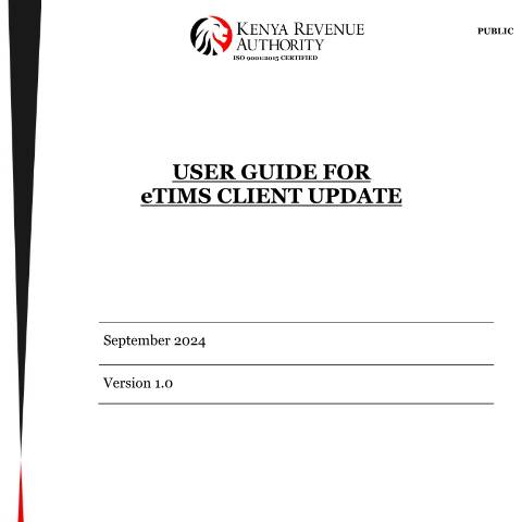 Document preview: Step by Step Guide on Updating eTIMS client — Guide, Kenya (CERFA n°eTIMS-Client-Update-Step-by-Step-Guide-September-2024)