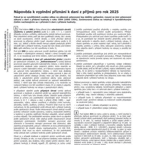 Dokumentvorschau: U1a-CS — Nápověda k vyplnění přiznání k dani z příjmů pro rok 2025 — Steuern, Österreich (CERFA n°U1a-CS)