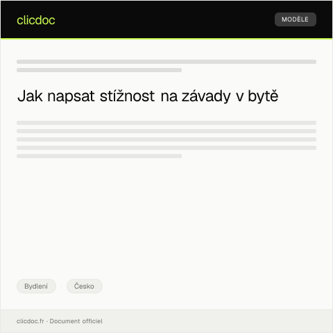 Document preview: Stížnost na závady v bytě a požadavek na jejich odstranění — Bydlení, Česko