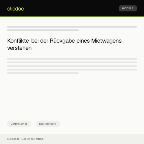 Dokumentvorschau: Streitigkeit bei der Rückgabe eines Mietwagens — Verbraucher, Deutschland