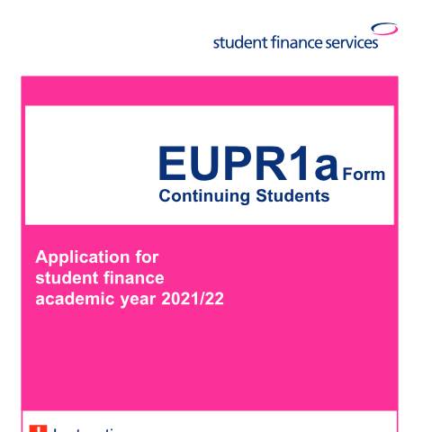 Document preview: Student finance application forms and notes for continuing EU students — Student Loans Company, United Kingdom