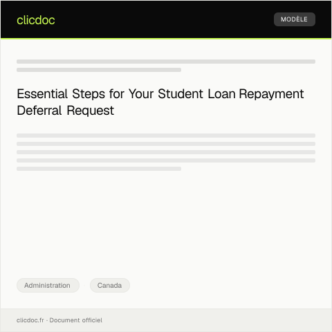 Document preview: Application for Student Loan Repayment Deferral — Administration, Canada