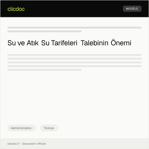 Document preview: Su ve Atık Su Tarifeleri Talebi — Administration, Türkiye