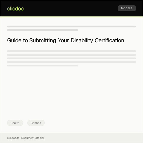 Document preview: Submission of Disability Certification / Soumission de la certification d'invalidité — Health, Canada