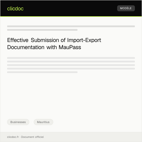 Document preview: Submission of Import-Export Documentation via MauPass — Businesses, Mauritius