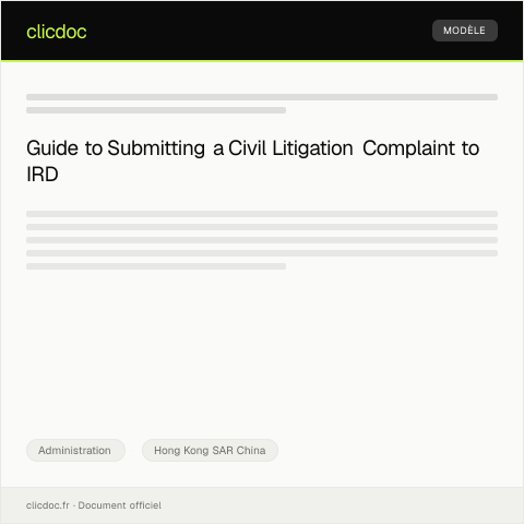Document preview: Submission of Civil Litigation Complaint — Administration, Hong Kong SAR China