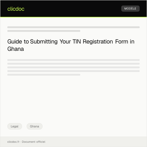 Document preview: Submission of TIN Registration Form for Tax Identification Number — Legal, Ghana