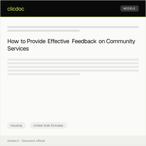 Document preview: Submit Feedback on Residential Community Services / تقديم ملاحظات على خدمات المجتمع السكني — Housing, United Arab Emirates