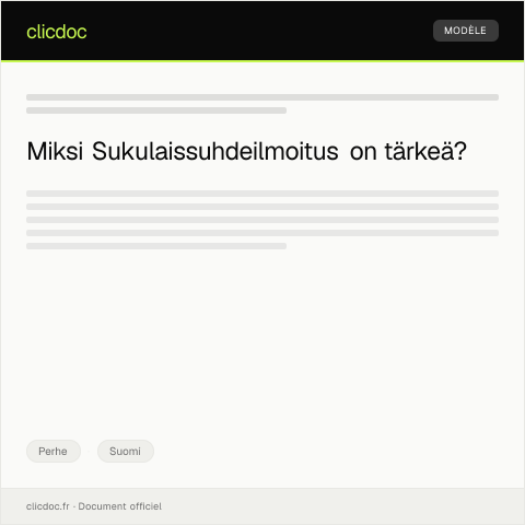 Document preview: Sukulaissuhdeilmoitus — Perhe, Suomi