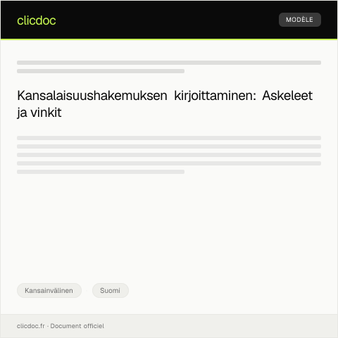 Document preview: Suomen kansalaisuushakemus — Kansainvälinen, Suomi