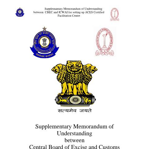 Document preview: SUPPLEMENTARY MOU ICWAI — gst, India (CERFA n°SUPPLEMENTARY_MOU_ICWAI)