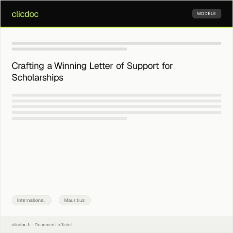 Document preview: Letter of Support for International Education Scholarship — International, Mauritius