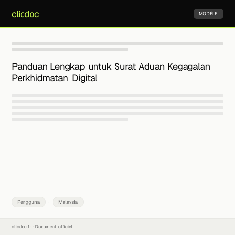 Document preview: Surat Aduan Kegagalan Perkhidmatan Digital — Pengguna, Malaysia