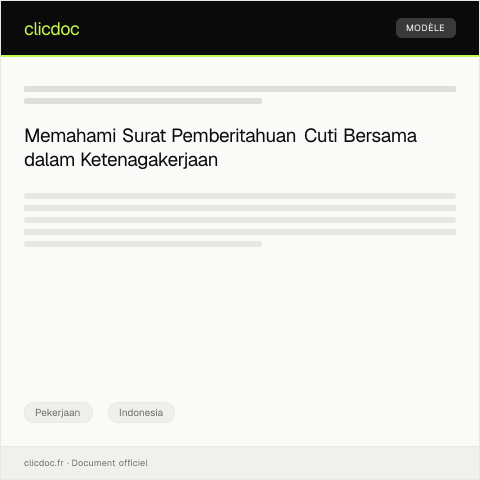Document preview: Surat Pemberitahuan Cuti Bersama — Pekerjaan, Indonesia