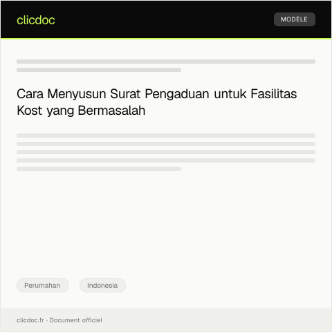 Document preview: Surat Pengaduan Keterlambatan Perbaikan Fasilitas Kost — Perumahan, Indonesia