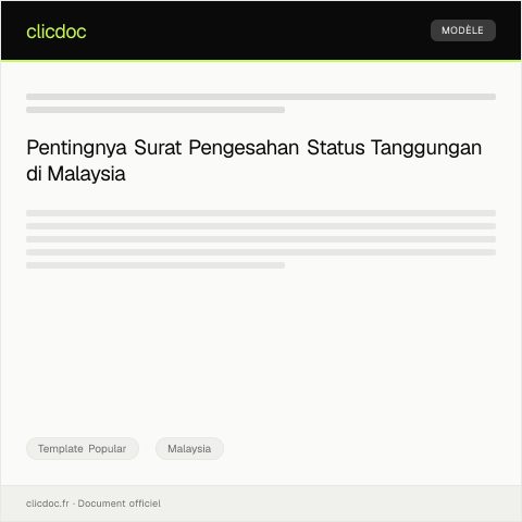 Document preview: Surat Pengesahan Status Tanggungan — Template Popular, Malaysia