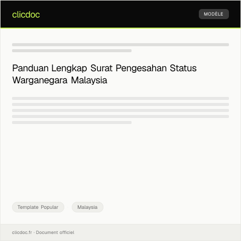 Document preview: Surat Pengesahan Status Warganegara Malaysia — Template Popular, Malaysia