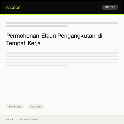 Document preview: Surat Permohonan Penambahan Elaun Pengangkutan di Tempat Kerja — Pekerjaan, Malaysia