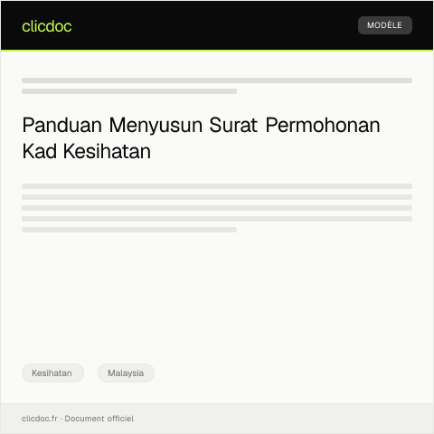 Document preview: Surat Permohonan Kad Kesihatan — Kesihatan, Malaysia