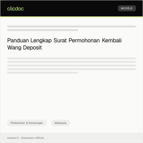 Document preview: Surat Permohonan Kembali Wang Deposit — Perbankan & Kewangan, Malaysia