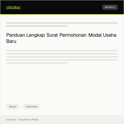 Document preview: Surat Permohonan Pengajuan Modal Usaha Baru — Bisnis, Indonesia
