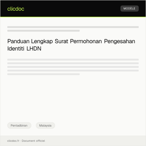Document preview: Surat Permohonan Pengesahan Identiti — Pentadbiran, Malaysia