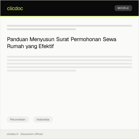 Document preview: Surat Permohonan Sewa Rumah — Perumahan, Indonesia