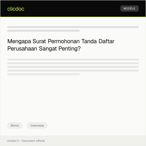 Document preview: Surat Permohonan Tanda Daftar Perusahaan — Bisnis, Indonesia